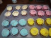 cupcakes bleu blanc jaune rose